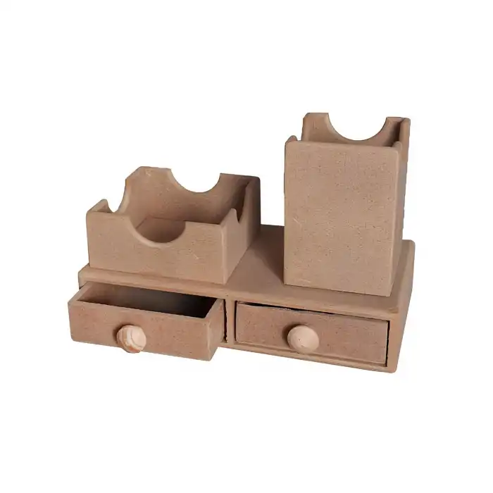 2 Çekmeceli Kalemlik Ham MDF | Düzenli ve Şık Masa Düzenleyici