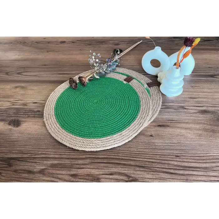 Yeşil Jüt Supla / Amerikan Servis Sunum Tabak Altlığı