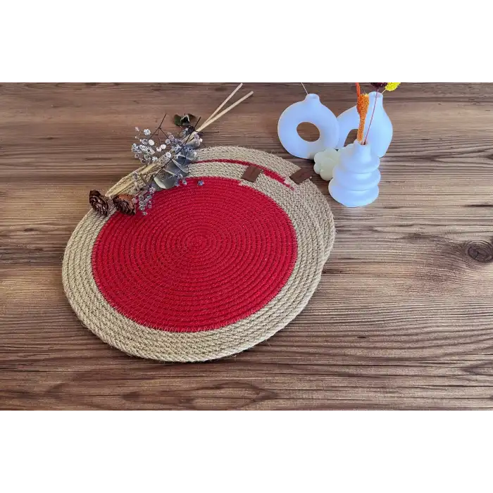 Kırmızı Jüt Supla / Amerikan Servis Sunum Tabak Altlığı