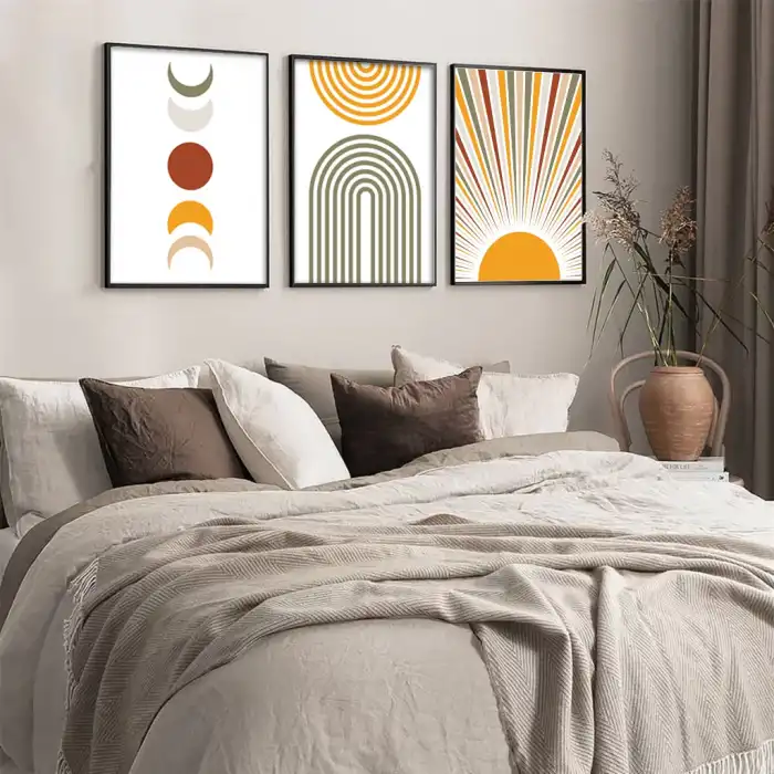 Minimalist Soyut Geometrik 3’lü Poster Tablo Seti