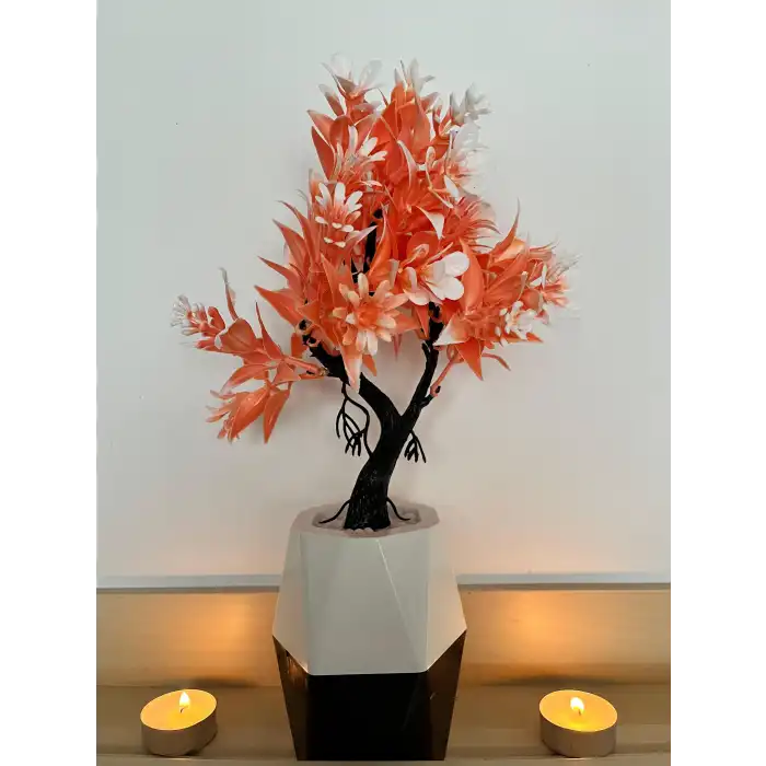 Renkli Saksılı Yapay Dekoratif Ağaç