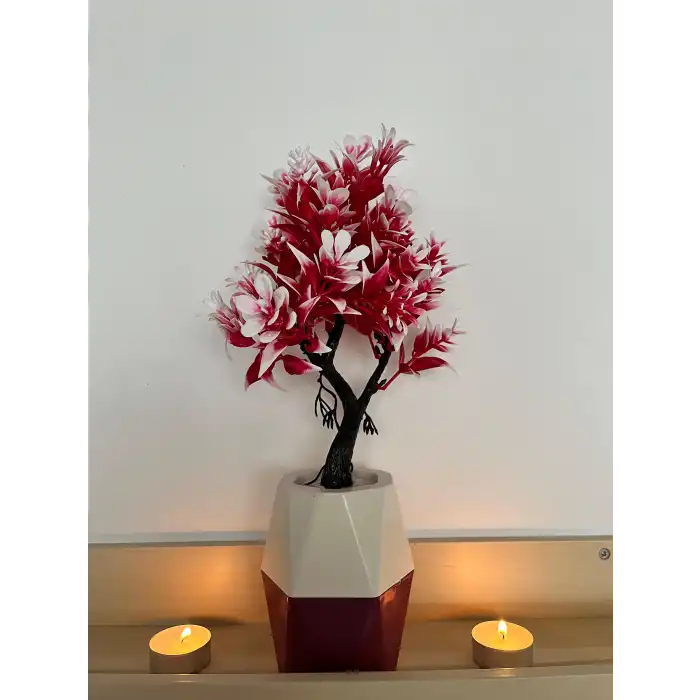 Renkli Saksılı Yapay Dekoratif Ağaç