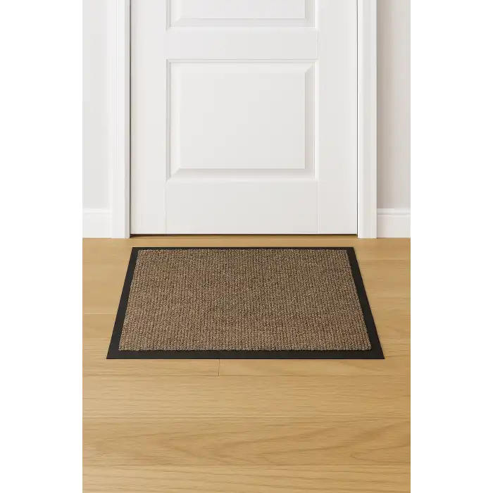 Siyah Kenarlı Kahverengi Nem Alıcı Kapı Paspası 60x90 cm