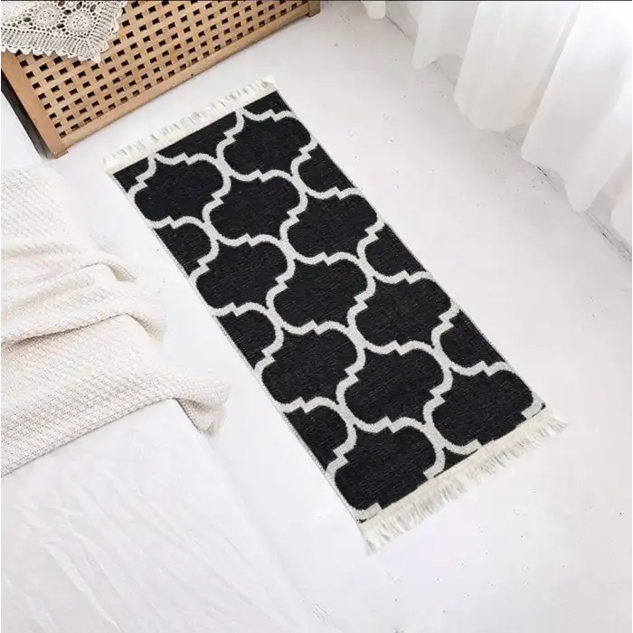 Kraliyet Desenli Siyah Dokuma Kilim 50x100 Cm