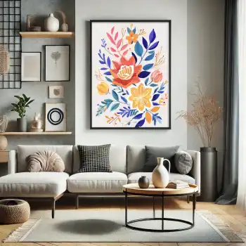 Bohem Canlı Çiçek Desenli Poster