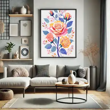 Bohem Canlı Çiçek Desenli Poster No:2