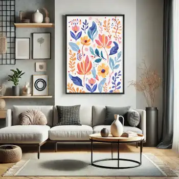 Bohem Canlı Çiçek Desenli Poster No:4