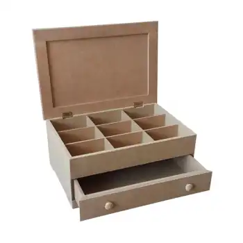 Çok Gözlü Makyaj Kutusu Ham MDF | Bölmeli ve Çekmeceli | Kişiselleştirilebilir