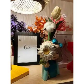 Dekoratif Ayçiçek Mavi Biblo Kız