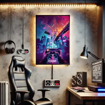 Futuristik Şehir Gamer Poster Tablo