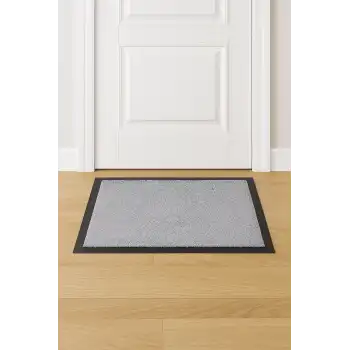 Siyah Kenarlı Gri Nem Alıcı Kapı Paspası 60x90 cm