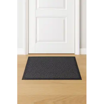 Siyah Kenarlı Gri Nem Alıcı Kapı Paspası 60x90 cm