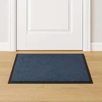 Siyah Kenarlı Mavi Nem Alıcı Kapı Paspası 60x90 cm