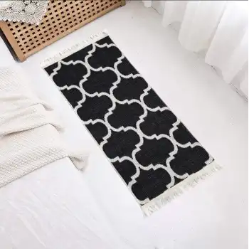 Kraliyet Desenli Siyah Dokuma Kilim 50x100 Cm