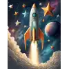 Uzay Roketi ve Yıldızlar Çocuk Odası Posteri