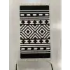 Siyah Beyaz Geometrik Desenli El Dokuması Kilimi - 85x160 cm