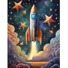 Uzay Roketi ve Yıldızlar Çocuk Odası Posteri No:2