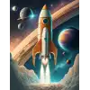Uzay Roketi ve Yıldızlar Çocuk Odası Posteri No:6