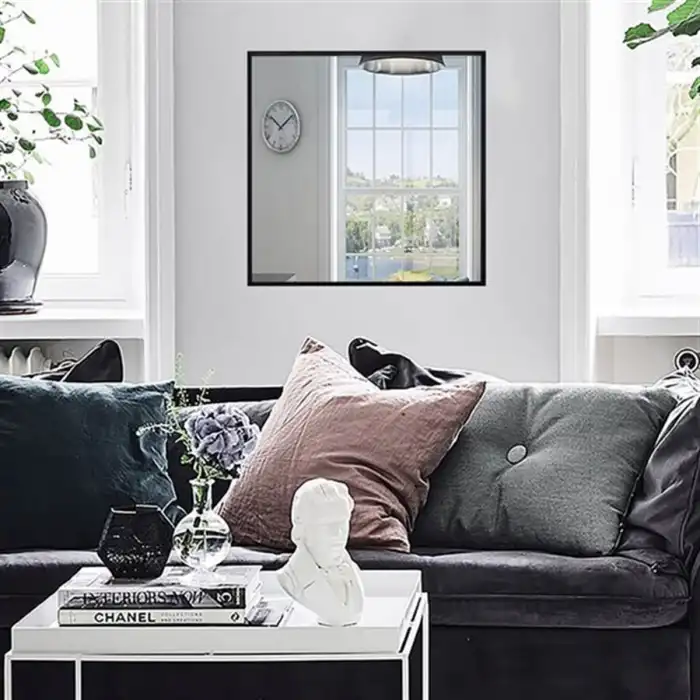 40x40 cm Metal Siyah Çerçeveli Dekoratif Ayna