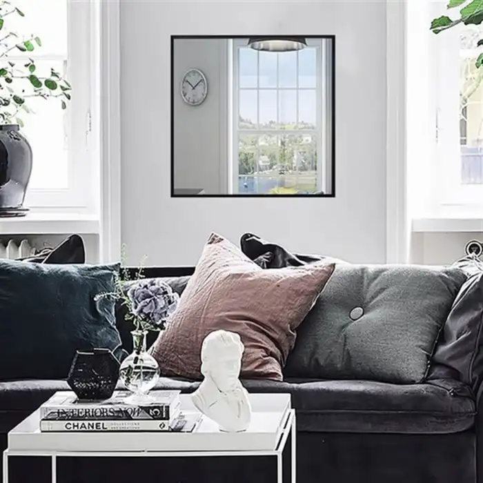 50x50 cm Metal Siyah Çerçeveli Dekoratif Ayna