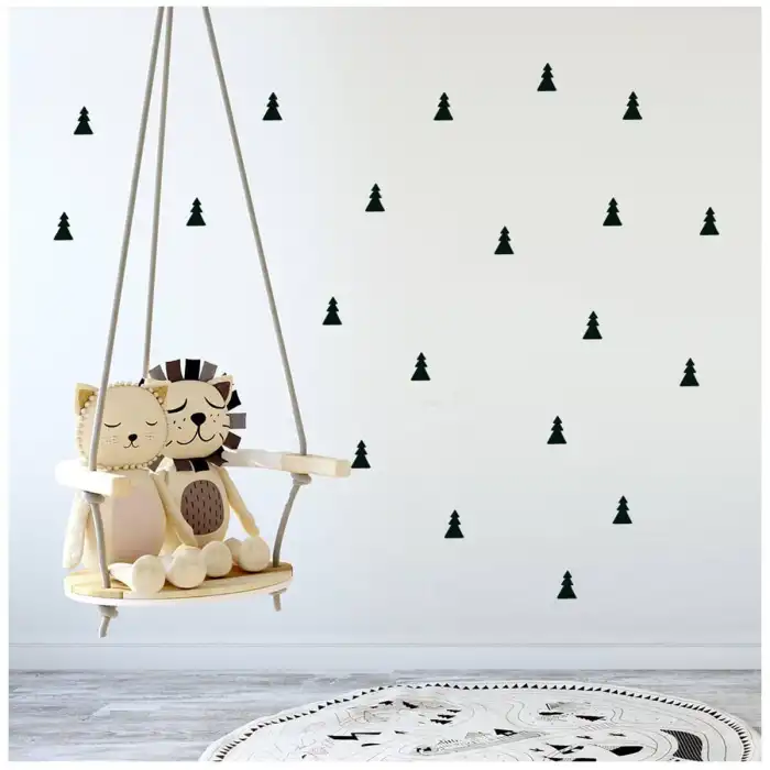 Çam Ağacı Şeklinde Sticker - Çocuk Odası Sticker - 90 adet