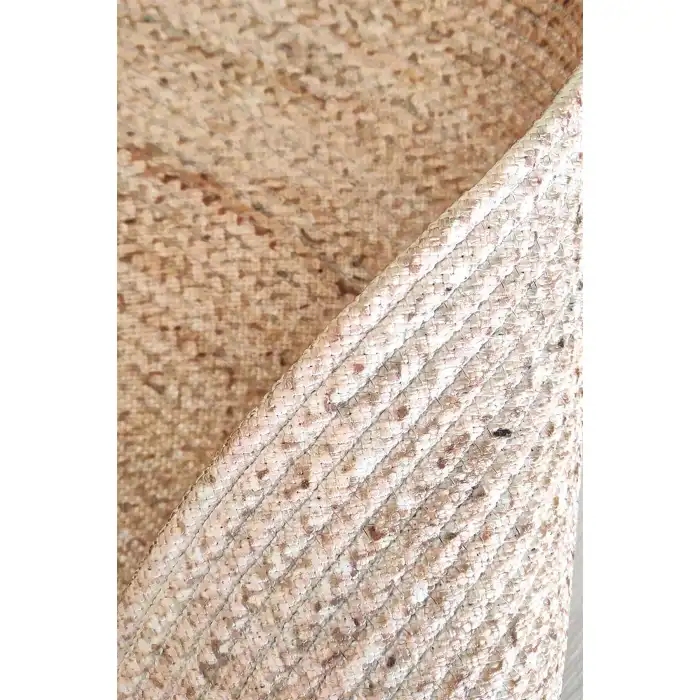 Etnik Fil Desenli Yuvarlak Jüt Örme Doğal Hasır Kilim