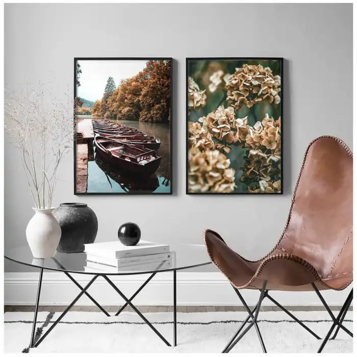 Kahverengi Ortanca 2’li Poster Tablo Seti