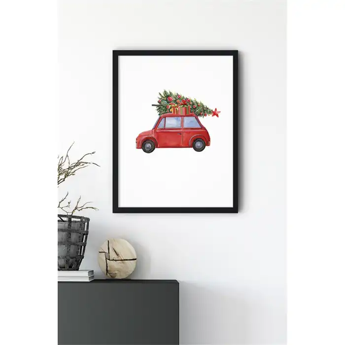 Kırmızı Yılbaşı Arabası Poster Tablo