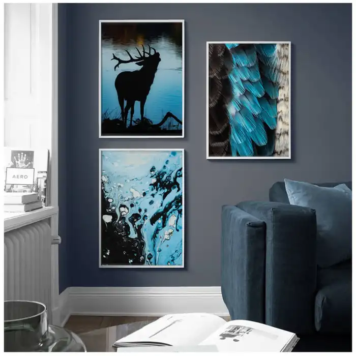 Mavi Dinginlik 3’lü Poster Tablo Seti