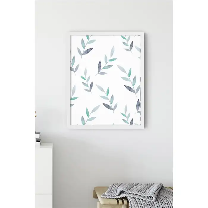 Mavi İnce Yapraklar Poster Tablo