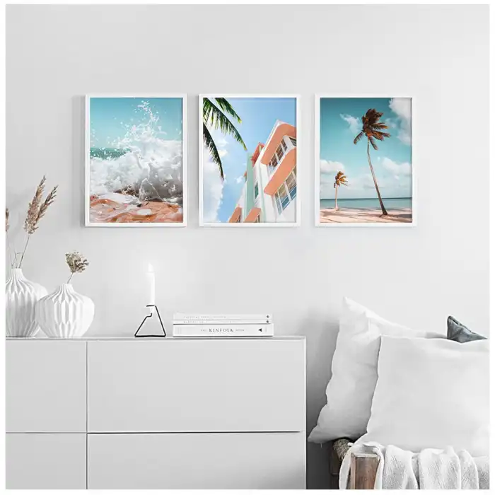 Miami Beach 3’lü Poster Tablo Seti