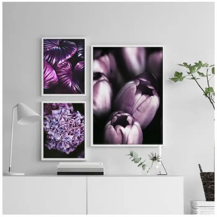 Mor Çiçekler 2’li Poster Tablo Seti