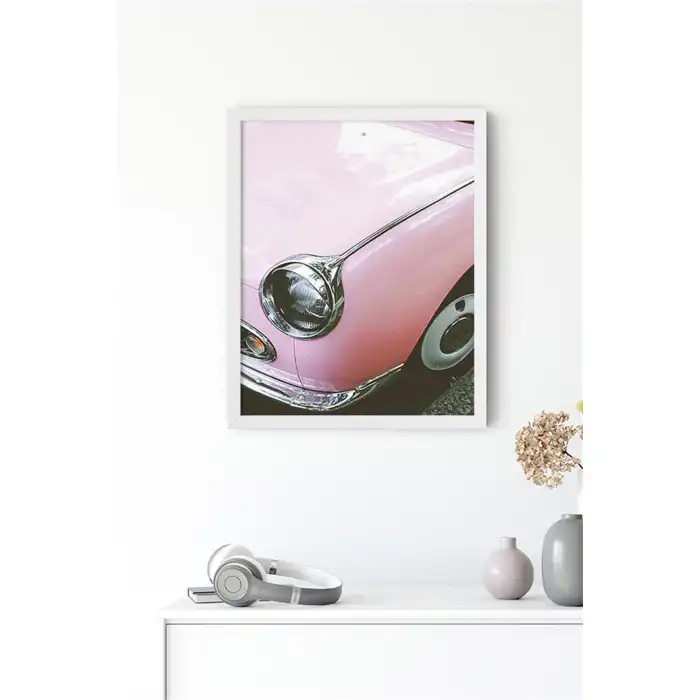Pembe Araba Poster Tablo