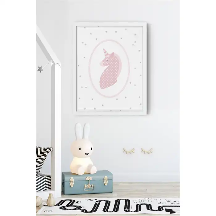 Pembe At Desenli Çocuk Odası Poster Tablo
