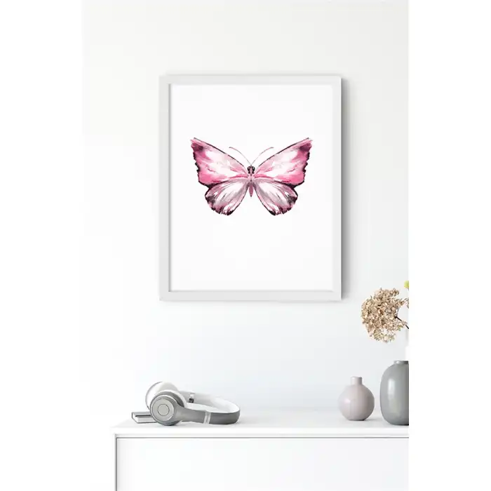 Pembe Kelebek No:2 Poster Tablo