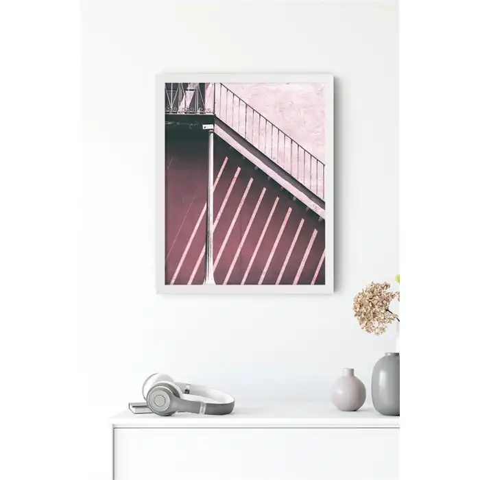 Pembe Merdiven Poster Tablo
