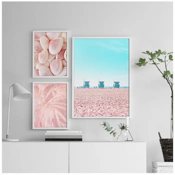 Pembe Sahil Poster Tablo Seti