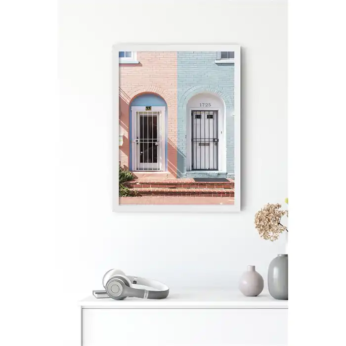 Pembe ve Mint Bina Poster Tablo