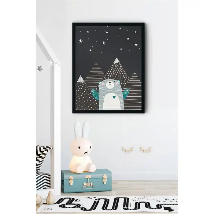 Siyah Ayı Desenli Çocuk Odası Poster Tablo