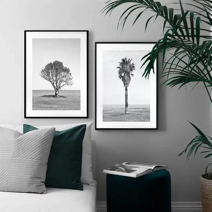 Siyah Beyaz Ağaç 2’li Poster Tablo Seti