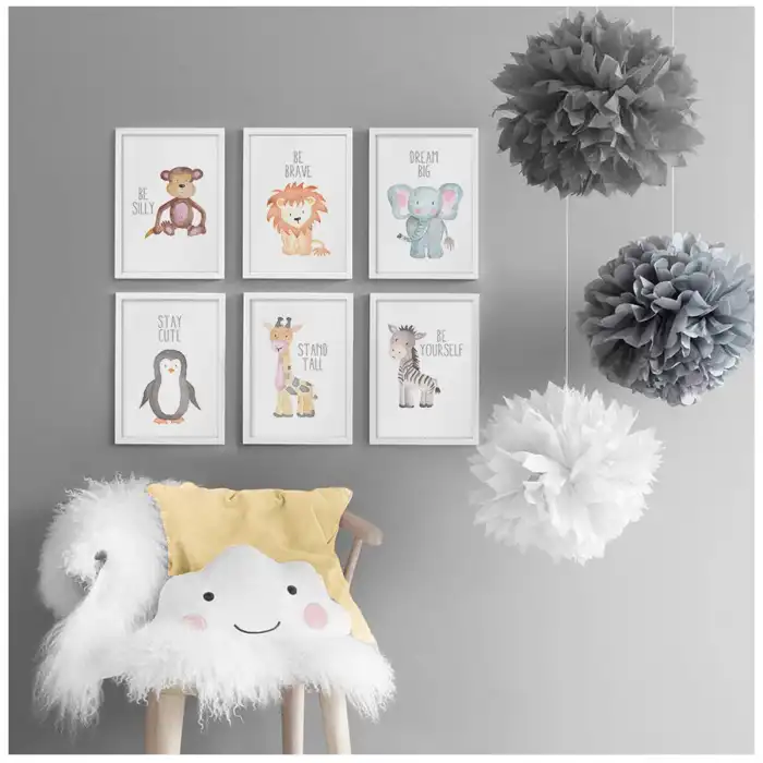 Tatlı Hayvanlar Çocuk Odası Poster Tablo Seti