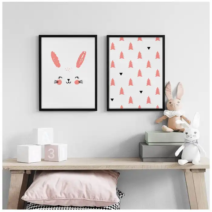 Tavşan Desenli Çocuk Odası Poster Tablo Seti