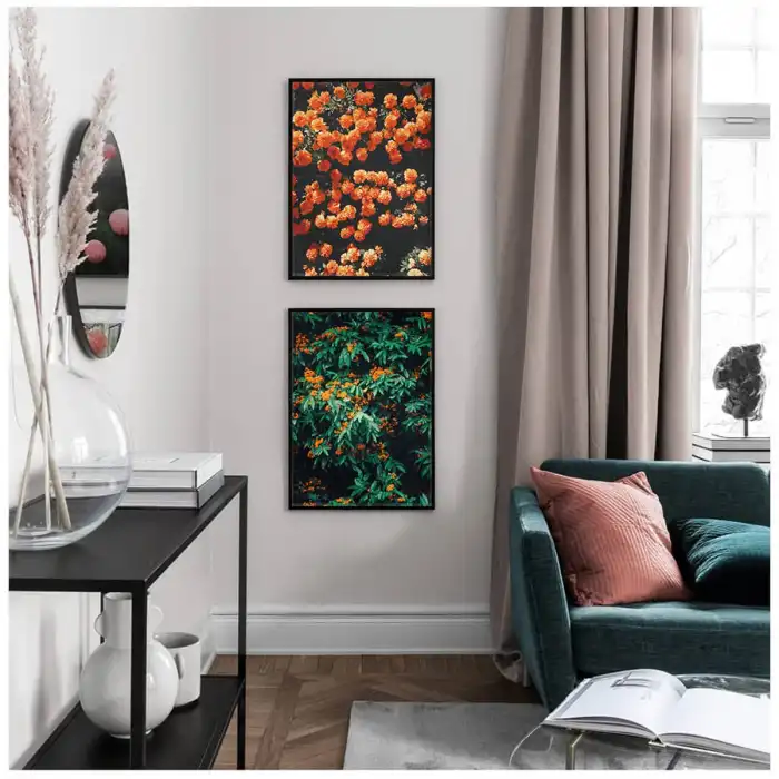 Turuncu Çiçek 2’li Poster Tablo Seti