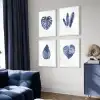 Blue Leaf 4’lü Poster Tablo Seti