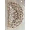 Mandala Desenli Yuvarlak Jüt Örme Doğal Hasır Kilim