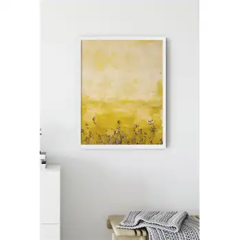 Çiçekli Sarı Duvar Poster Tablo