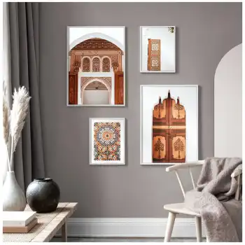 Kahverengi Kapı Poster Tablo Seti