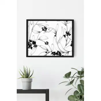 Karakalem Çiçek Poster Tablo