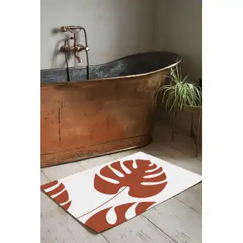 Kırmızı Devetabanı Desenli Banyo Paspası