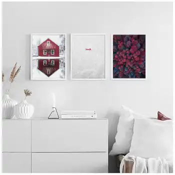 Kırmızı Ev 3’lü Poster Tablo Seti